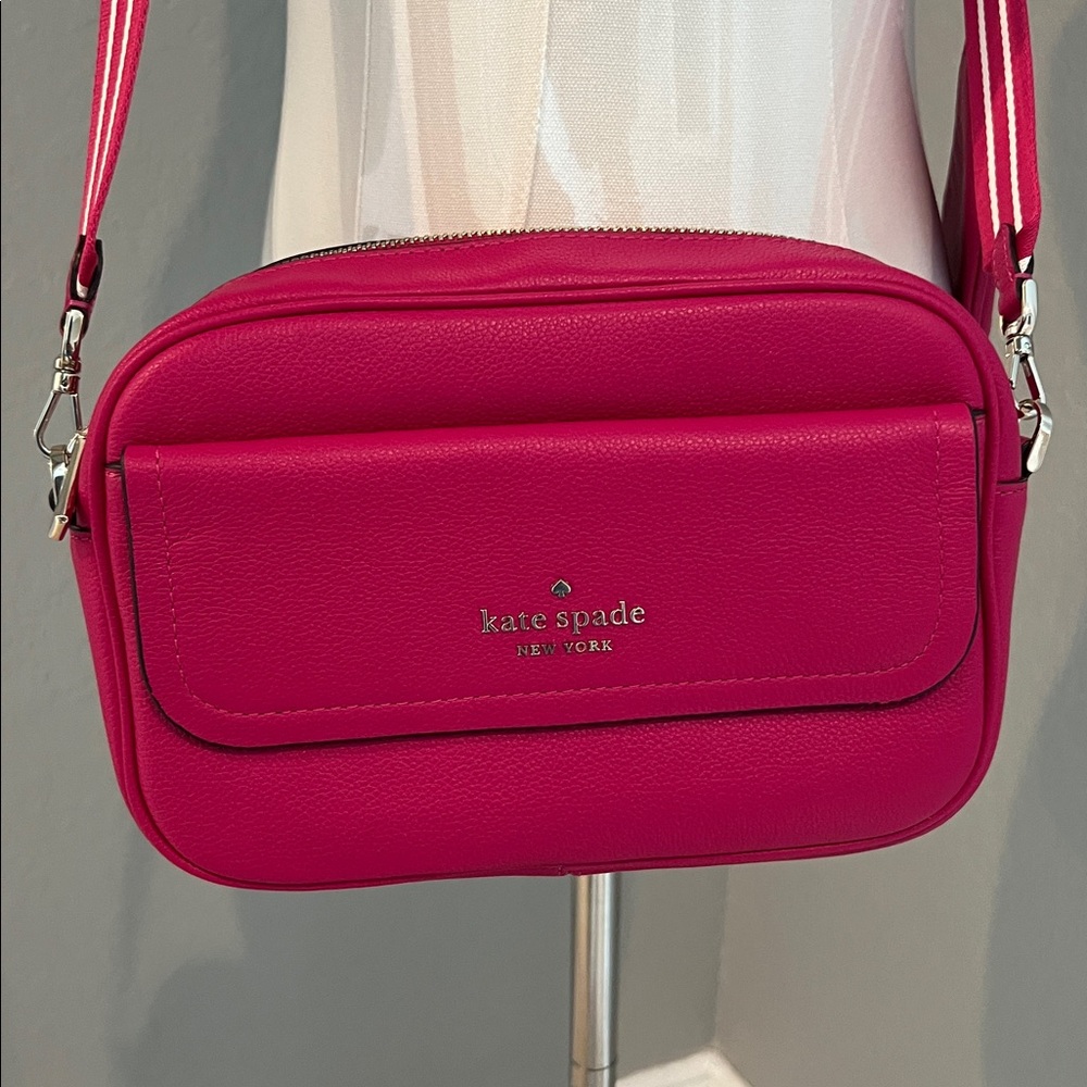KATE SPADE NEW YORK Renaissance Pink FLAP CAMERA BAG COIN PURSE LEATHER